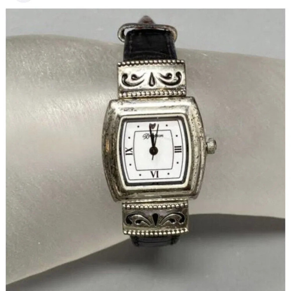 Ladies BRIGHTON Waterford Silver Plated Reversible Black/Red Band Watch - Picture 1 of 8